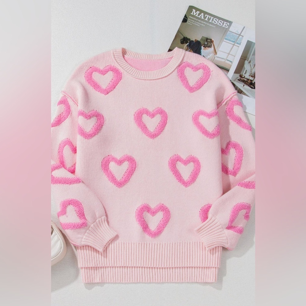 💗🩷 heart shape bubble sleeve baggy sweater 🩷💗